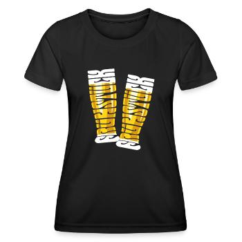 Frühstück - Bier trinken - Weizenbier - Spruch - Frauen Funktions-T-Shirt - Schwarz - Vorne - AI Model Female 172 light (172cm)