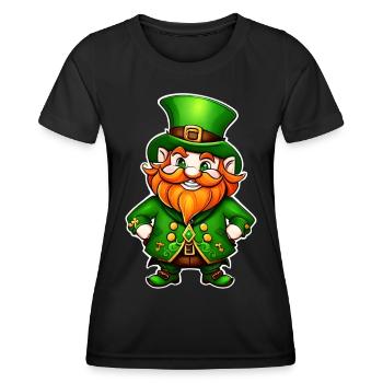 Saint Patricks Day Irish Kobold Leprechaun Wichtel - Frauen Funktions-T-Shirt - Schwarz - Vorne - AI Model Female 172 light (172cm)