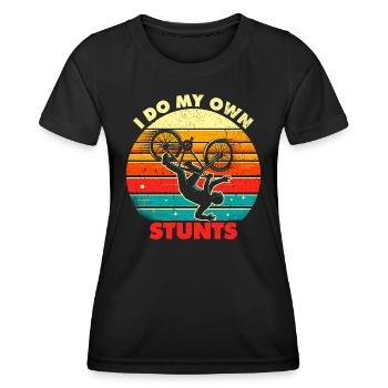 I Do My Own Stunts - Lustiges Tollpatsch Geschenk - Frauen Funktions-T-Shirt - Schwarz - Vorne - AI Model Female 172 light (172cm)