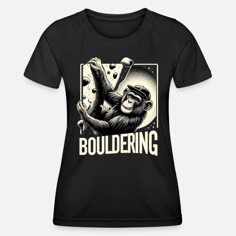 Bouldering Chimpanzee Climbing Gift - Women's Functional T-Shirt - black