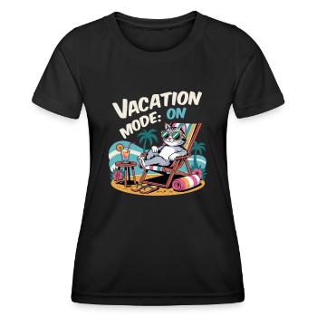 Vacation Mode. Beach Katze in Urlaubslaune - Frauen Funktions-T-Shirt - Schwarz - Vorne - AI Model Female 172 light (172cm)
