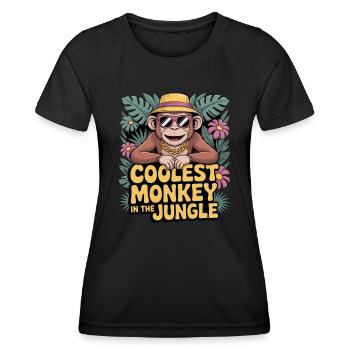 Coolest Monkey in the Jungle – Frecher Affe mit Sp - Frauen Funktions-T-Shirt - Schwarz - Vorne - AI Model Female 172 light (172cm)