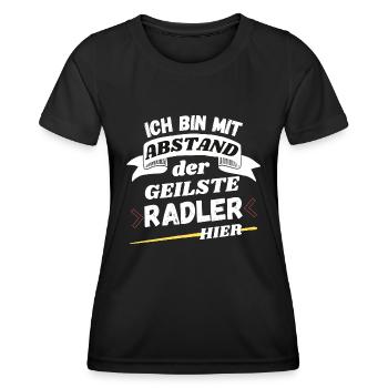 Ich bin mit Abstand der geilste Radler hier - Frauen Funktions-T-Shirt - Schwarz - Vorne - AI Model Female 172 light (172cm)