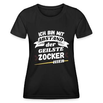 Ich bin mit Abstand der geilste Zocker hier - Frauen Funktions-T-Shirt - Schwarz - Vorne - AI Model Female 172 light (172cm)
