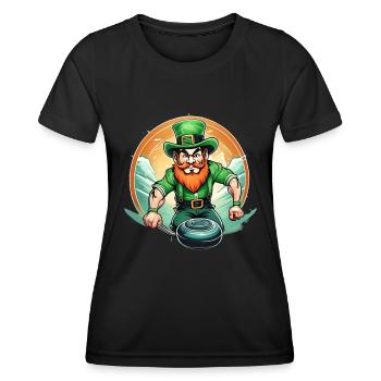 St. Patrick's Day Kleeblatt Curling - Frauen Funktions-T-Shirt - Schwarz - Vorne - AI Model Female 172 light (172cm)