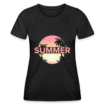 Strand - Frauen Funktions-T-Shirt - Schwarz - Vorne - AI Model Female 172 light (172cm)