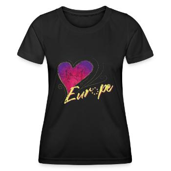 Europe femelle - T-shirt sport Femme - noir - Devant - AI Model Female 172 light (172cm)