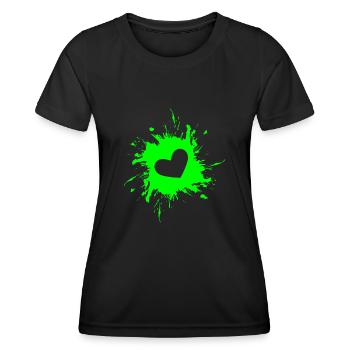 Heart stain ink green color green - Women's Functional T-Shirt - black - Front - AI Model Female 172 light (172cm)