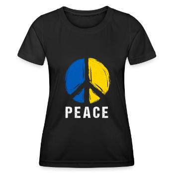 Peace Sign Ukrainian Flag - Peace Grunge - Women's Functional T-Shirt - black - Front - AI Model Female 172 light (172cm)