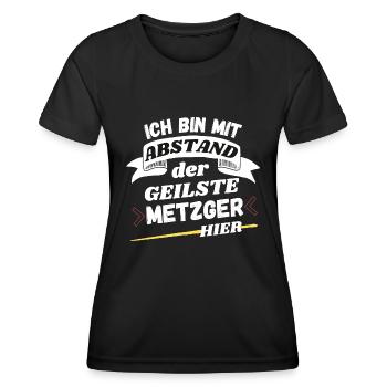 Ich bin mit Abstand der geilste Metzger hier - Frauen Funktions-T-Shirt - Schwarz - Vorne - AI Model Female 172 light (172cm)