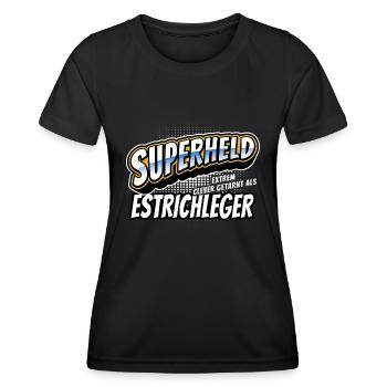 Superheld, clever getarnt als Estrichleger - Frauen Funktions-T-Shirt - Schwarz - Vorne - AI Model Female 172 light (172cm)