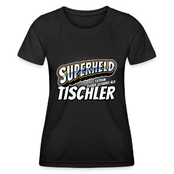 Superheld, clever getarnt als Tischler - Frauen Funktions-T-Shirt - Schwarz - Vorne - AI Model Female 172 light (172cm)