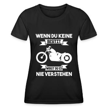 Chopper Crusier Motorrad Biker Motorradhelm - Frauen Funktions-T-Shirt - Schwarz - Vorne - AI Model Female 172 light (172cm)