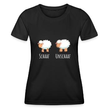 Schaaf Unschaaf Scharf Unscharf Wortwitz Humor - Frauen Funktions-T-Shirt - Schwarz - Vorne - AI Model Female 172 light (172cm)