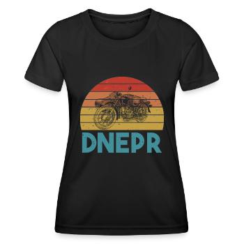 DNEPR Motorrad mit Beiwagen Gespann Sowjet Helm - Frauen Funktions-T-Shirt - Schwarz - Vorne - AI Model Female 172 light (172cm)