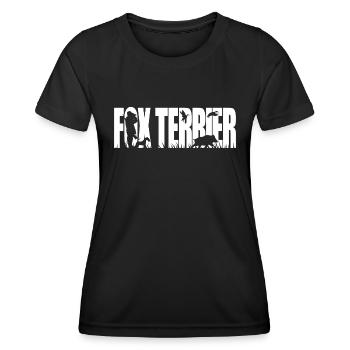 FOX TERRIER Poils rugueux Chien de chasse Chiens de chasse Wilsigns - T-shirt sport Femme - noir - Devant - AI Model Female 172 light (172cm)