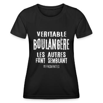 Véritable boulangère , les autres font semblant - T-shirt sport Femme - noir - Devant - AI Model Female 172 light (172cm)