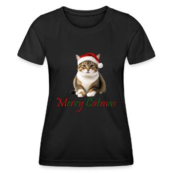 Joyeux Noël Catmas Design avec chat mignon - T-shirt sport Femme - noir - Devant - AI Model Female 172 light (172cm)