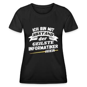 Ich bin mit Abstand der geilste Informatiker hier - Frauen Funktions-T-Shirt - Schwarz - Vorne - AI Model Female 172 light (172cm)