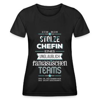 Ich bin stolze Chefin eines unglaublichen Teams - Frauen Funktions-T-Shirt - Schwarz - Vorne - AI Model Female 172 light (172cm)