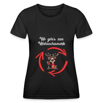 Weihnachtsmarkt Weihnachten Glühwein Rentier - Frauen Funktions-T-Shirt - Schwarz - Vorne - AI Model Female 172 light (172cm)