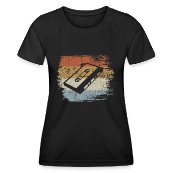 Cassette - Mixtape Audio Cassette Magnétique rétro - T-shirt sport Femme - noir - Devant - AI Model Female 172 light (172cm)