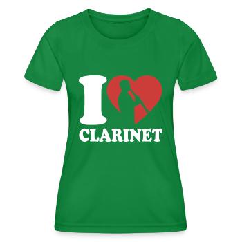 I Love Clarinet - Musiker - Klarinettist - Frauen Funktions-T-Shirt - Kelly Green - Vorne - AI Model Female 172 dark (172cm)