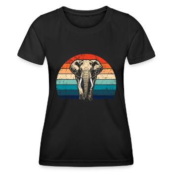 Elephant - big game, tusk, ivory sunset - Women's Functional T-Shirt - black - Front - AI Model Female 172 light (172cm)