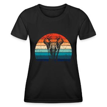 Elephant - big game, tusk, ivory sunset - Women's Functional T-Shirt - black - Front - AI Model Female 172 light (172cm)