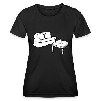 Wohnen Symbol Tisch Sofa Wohnzimmer - Frauen Funktions-T-Shirt - Schwarz - Vorne - AI Model Female 172 light (172cm)