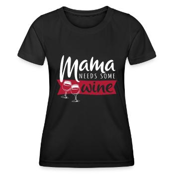 Fête des mères - Maman a besoin de vin - Cadeau - T-shirt sport Femme - noir - Devant - AI Model Female 172 light (172cm)