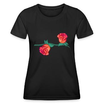 Plantes rouges ligne fleur rose branche naturelle - T-shirt sport Femme - noir - Devant - AI Model Female 172 light (172cm)