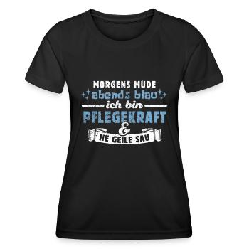 Morgens müde, abends blau - Pflegekraft - Frauen Funktions-T-Shirt - Schwarz - Vorne - AI Model Female 172 light (172cm)