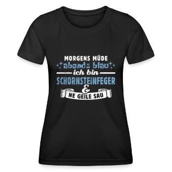 Morgens müde, abends blau - Schornsteinfeger - Frauen Funktions-T-Shirt - Schwarz - Vorne - AI Model Female 172 light (172cm)