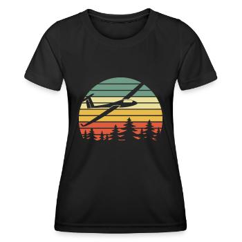 Segelflieger Thermik - Segelflug Vintage Sticker - Frauen Funktions-T-Shirt - Schwarz - Vorne - AI Model Female 172 light (172cm)