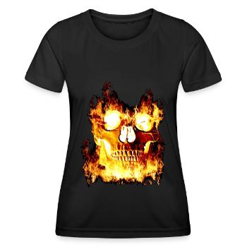 Burning skull - Women's Functional T-Shirt - black - Front - AI Model Female 172 light (172cm)