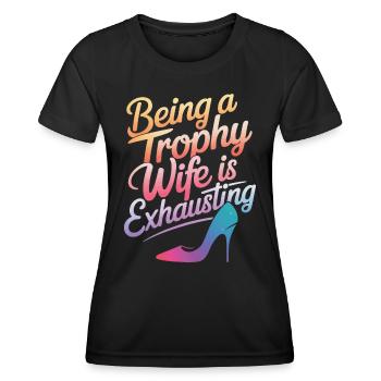 Frau Ehefrau Partnerin Familie Verheiratet - Frauen Funktions-T-Shirt - Schwarz - Vorne - AI Model Female 172 light (172cm)