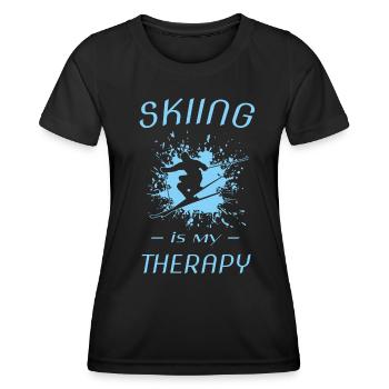 Ski - Frauen Funktions-T-Shirt - Schwarz - Vorne - AI Model Female 172 light (172cm)
