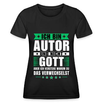 Ich bin Autor und nicht Gott - Frauen Funktions-T-Shirt - Schwarz - Vorne - AI Model Female 172 light (172cm)