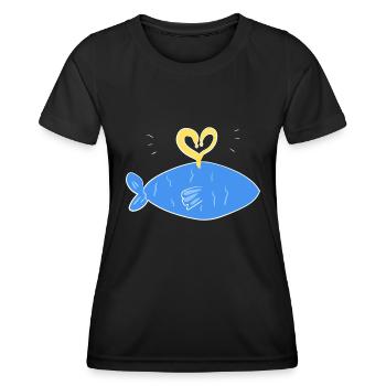 symbole de poisson bleu lumière du cœur - T-shirt sport Femme - noir - Devant - AI Model Female 172 light (172cm)