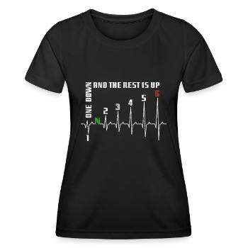 1N23456 Motorrad Gangschaltung - Adrenalin - Puls - Frauen Funktions-T-Shirt - Schwarz - Vorne - AI Model Female 172 light (172cm)