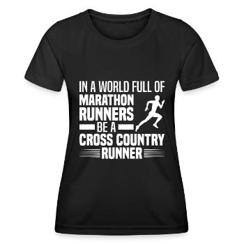Crosslauf | Cross Country Läufer Berglauf Geschenk - Frauen Funktions-T-Shirt - Schwarz - Vorne - AI Model Female 172 light (172cm)
