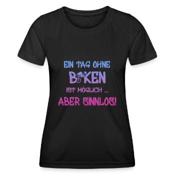 biken, spruch für biker, bike - Frauen Funktions-T-Shirt - Schwarz - Vorne - AI Model Female 172 light (172cm)