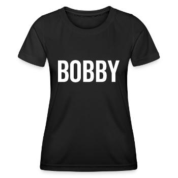 Bobby Nom personnalisé Police Texte Anniversaire - T-shirt sport Femme - noir - Devant - AI Model Female 172 light (172cm)