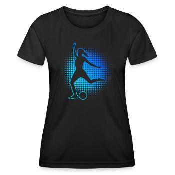 Fussballspielen Herren Fussballspieler Fussballer - Frauen Funktions-T-Shirt - Schwarz - Vorne - AI Model Female 172 light (172cm)