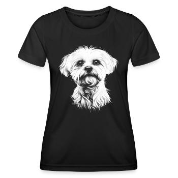 Portrait maltais Chien maltais Chien - T-shirt sport Femme - noir - Devant - AI Model Female 172 light (172cm)