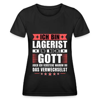 Ich bin Lagerist und nicht Gott - Frauen Funktions-T-Shirt - Schwarz - Vorne - AI Model Female 172 light (172cm)