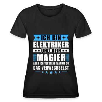 Ich bin Elektriker und kein Magier - Frauen Funktions-T-Shirt - Schwarz - Vorne - AI Model Female 172 light (172cm)