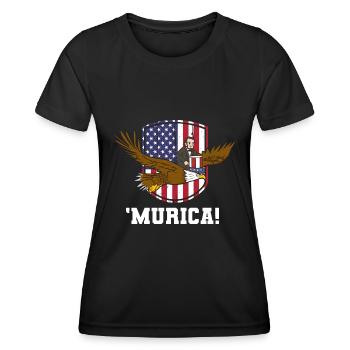 USA Flagge | Patriot Patriotismus Amerika Geschenk - Frauen Funktions-T-Shirt - Schwarz - Vorne - AI Model Female 172 light (172cm)