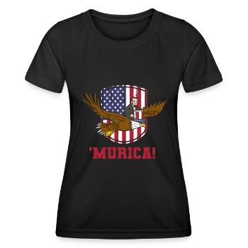 USA Flagge | Patriot Patriotismus Amerika Geschenk - Frauen Funktions-T-Shirt - Schwarz - Vorne - AI Model Female 172 light (172cm)